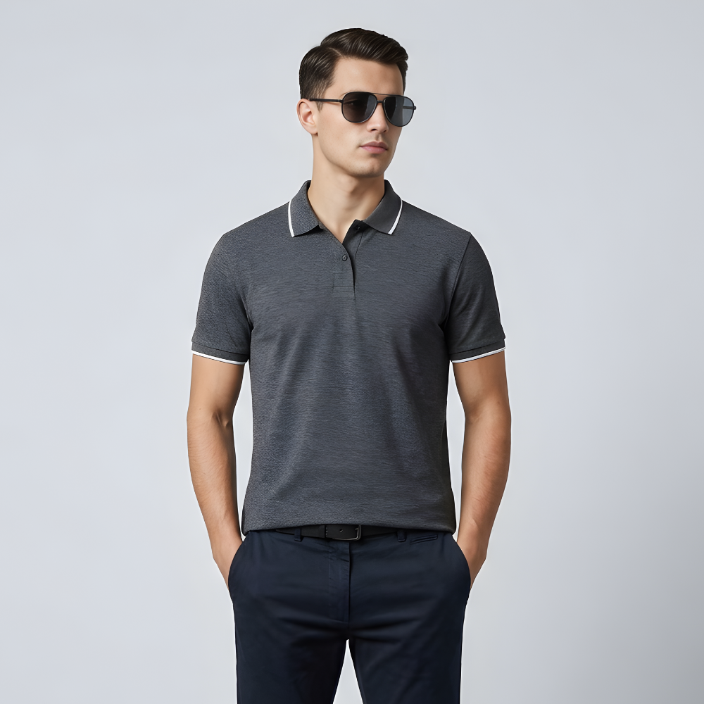 Charcoal Polo T-Shirt for Men – Cotton Collar T-Shirt Regular Fit