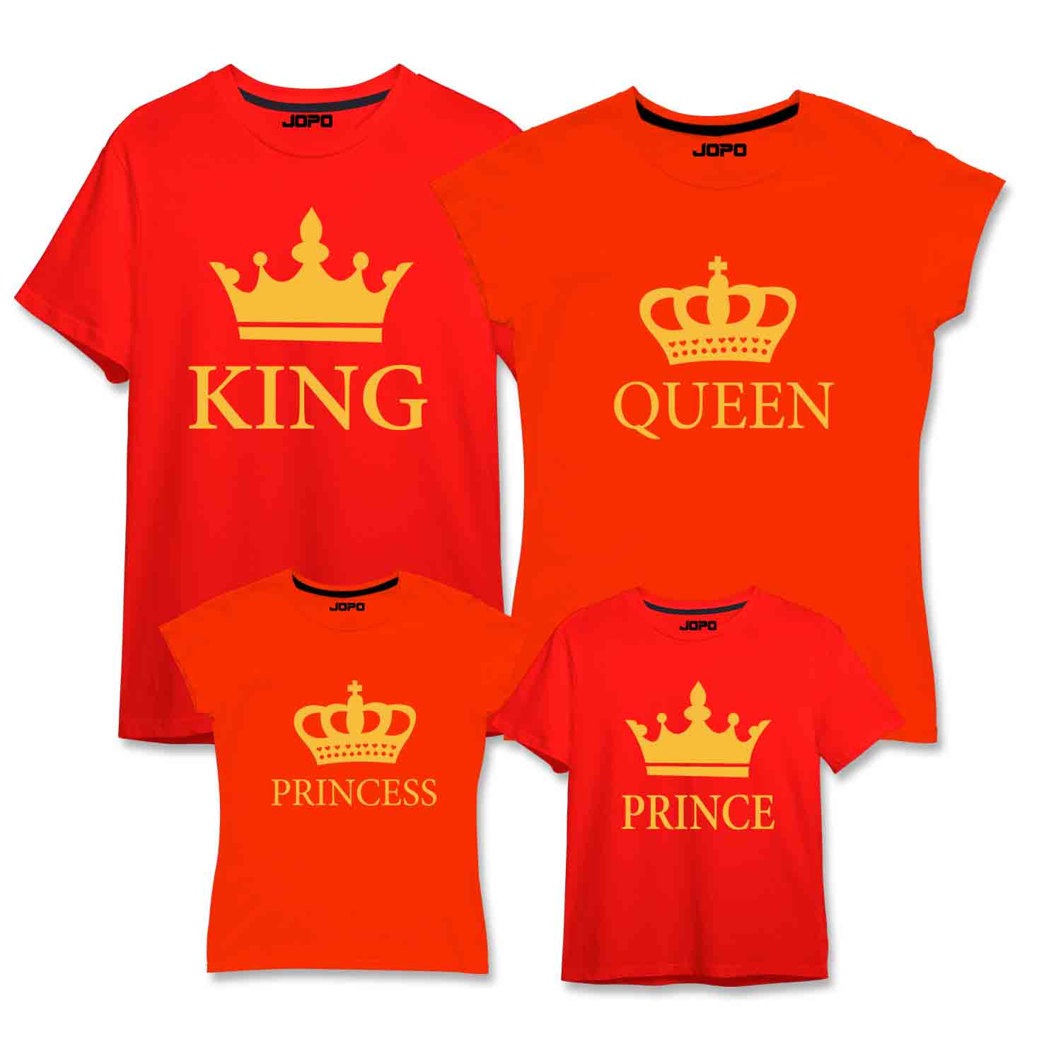 King Queen Prince Princess Matching Family T-Shirts Set of 3 and 4 for Mom, Dad, Son, Daughter