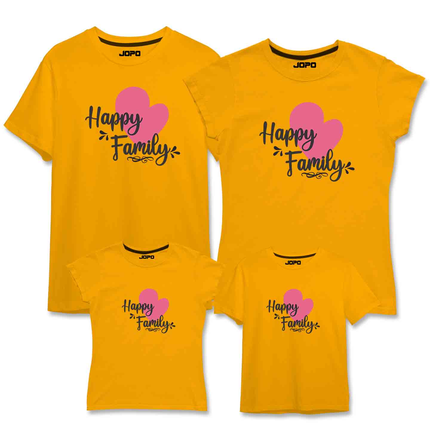 Happy Matching Family T-Shirts Set of 3 and 4 for Mom, Dad, Daughter & Son