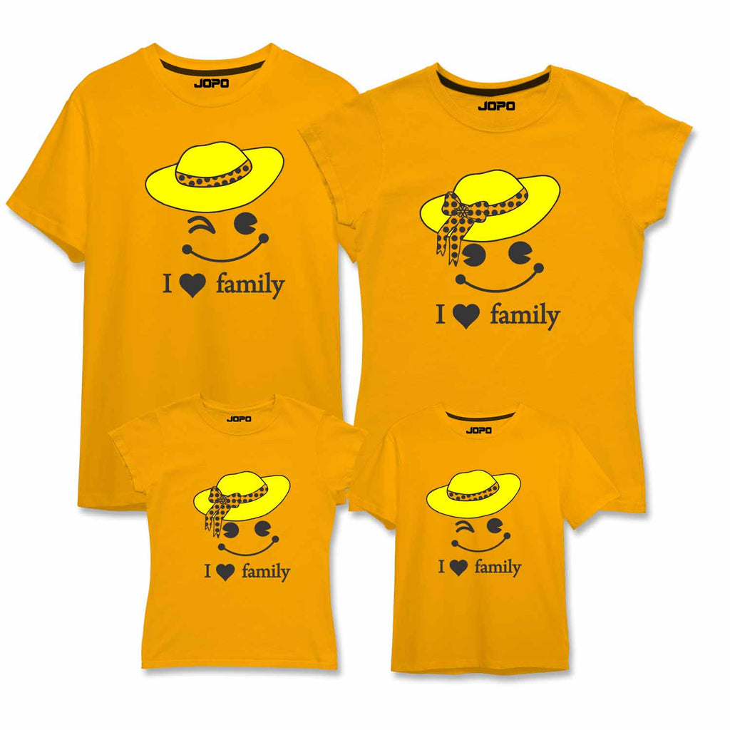 I Love Family Matching Family T-Shirts Set of 3 & 4 for Mom, Dad, Son and Daughter