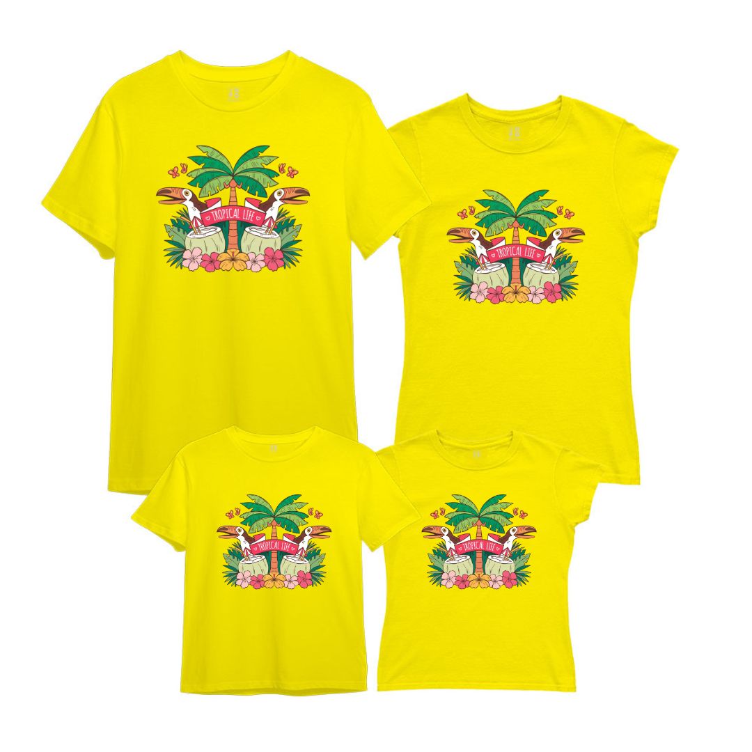 "Tropical Life" Printed Matching Family Vacation T-Shirts