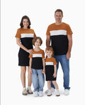 PeanutBrown-White-Black Cut Sew Matching Tshirts for Family