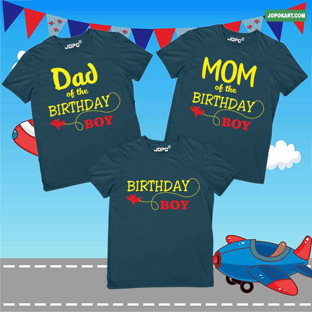 Airplane Theme Birthday Boy Family T-Shirts