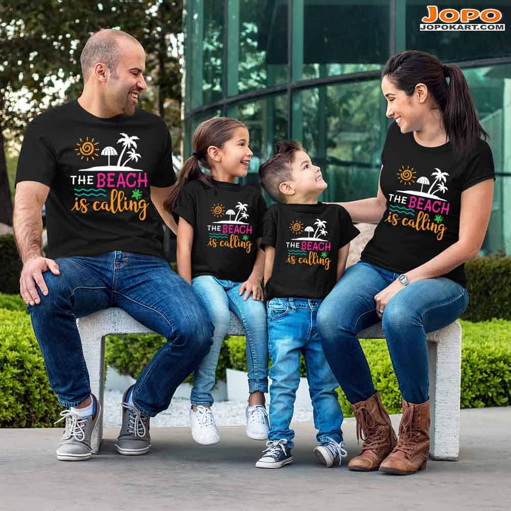The Beach is Calling Family T-Shirts Set of 3 & 4 for Mom, Dad, Son & Daughter