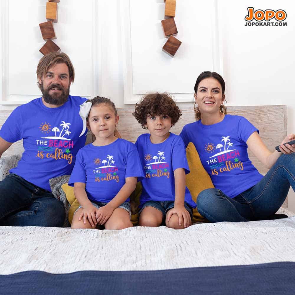 The Beach is Calling Family T-Shirts Set of 3 & 4 for Mom, Dad, Son & Daughter
