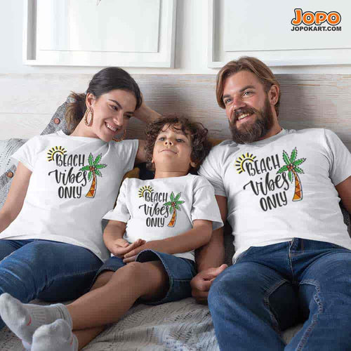 Beach Vibes Only Matching Group Family T-Shirts Set of 3, 4 and 5