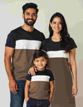 Black-White-PeanutBrown Color Block Family Matching Tshirts