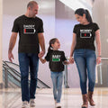 Full Charged Battery Matching Family T-Shirts Set of 3 Mom, Dad, Daughter