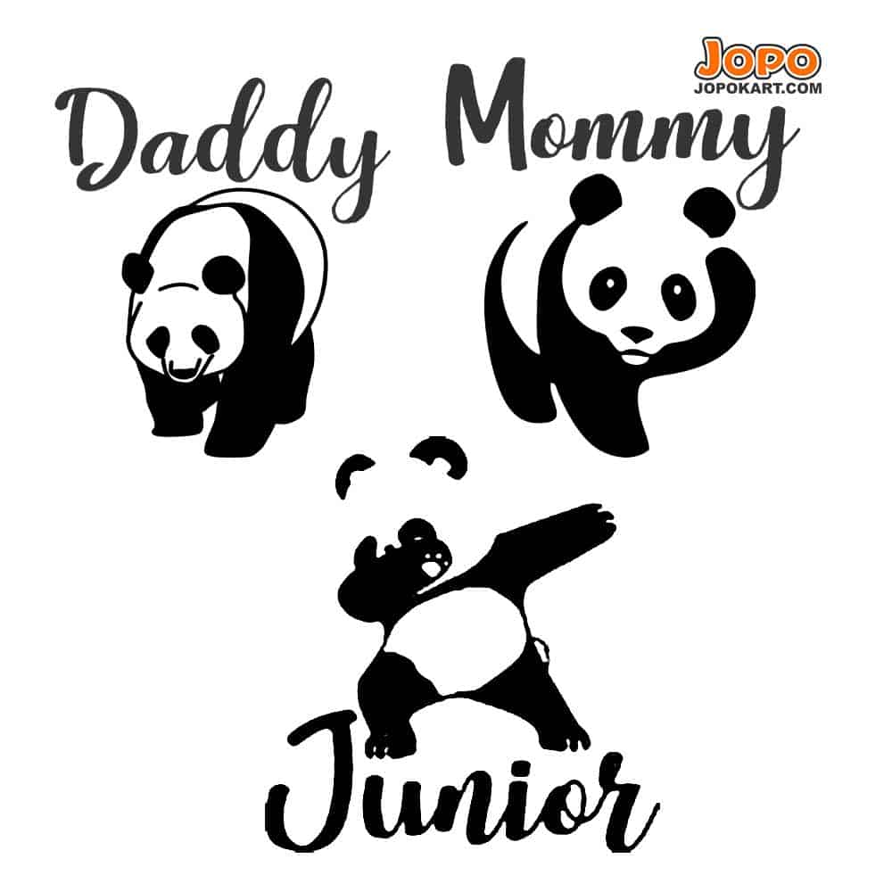Crazy Panda Matching Family T-Shirts Set of 3, 4, 5 & 6