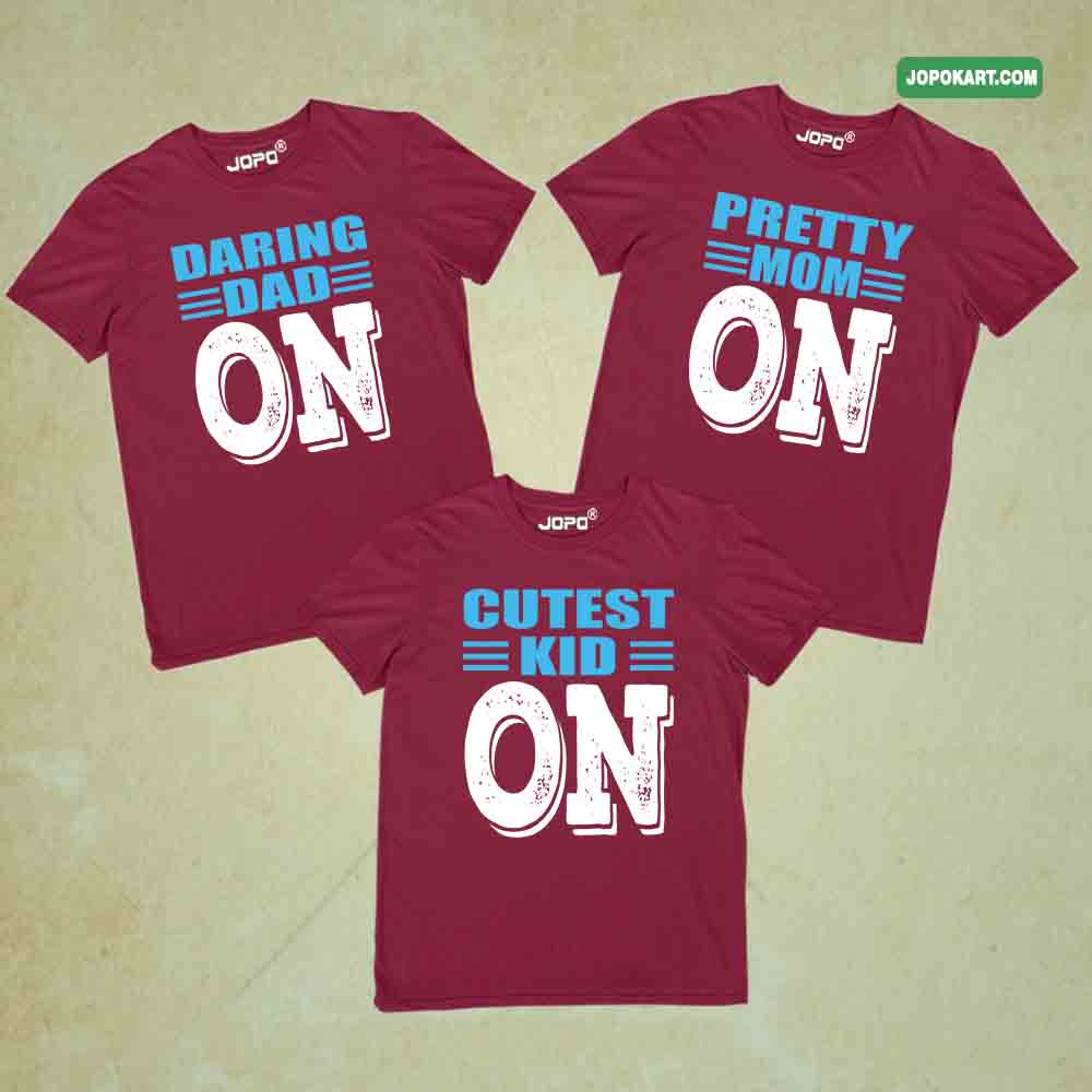 Daring Dad Pretty Mom & Cutest Kid Matching Family T-Shirts Set of 3 and 5