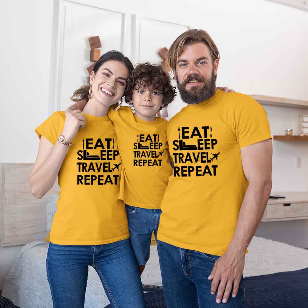 Travel Matching Family T-Shirts Set for 3 for Mom, Dad and Daughter & Son