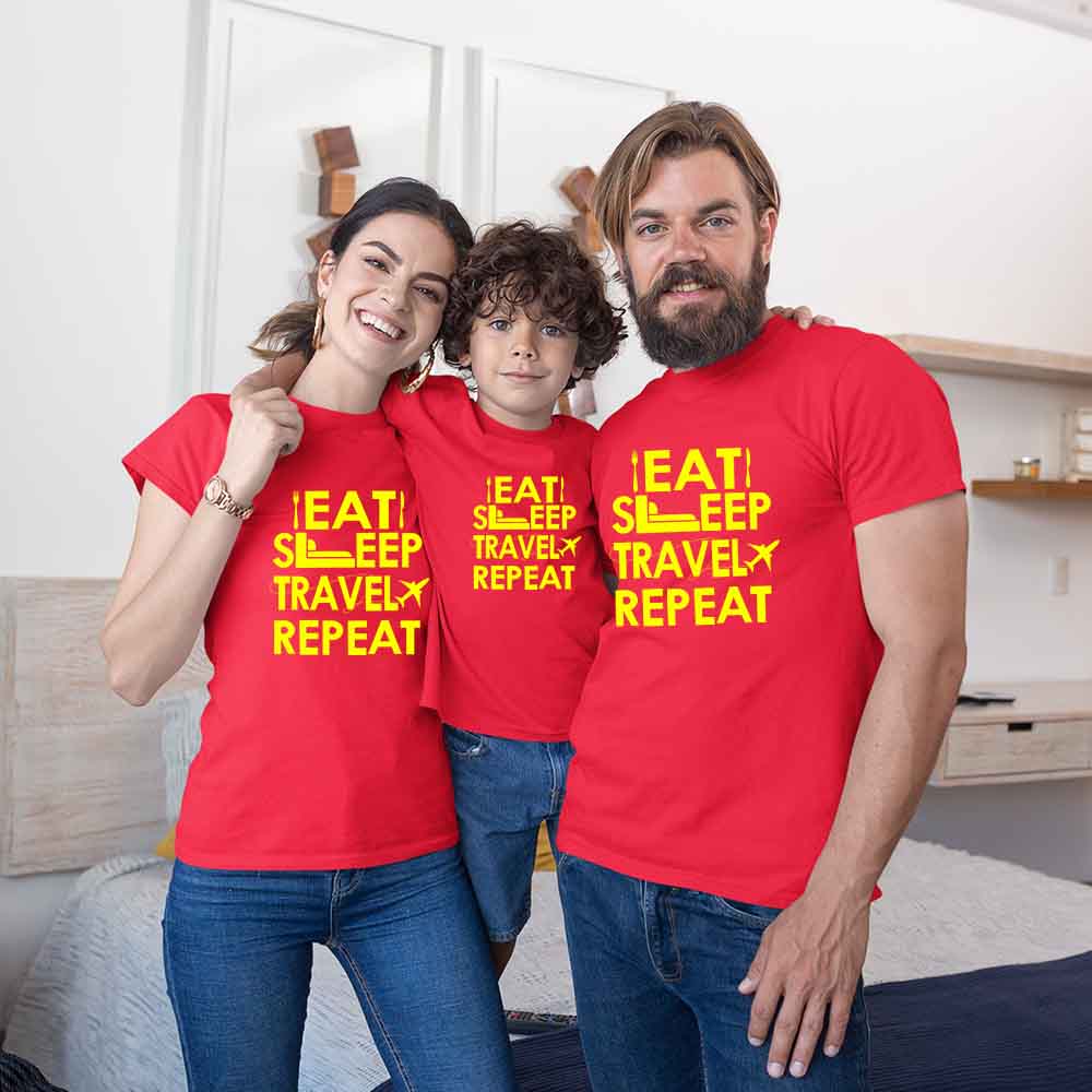 Travel Matching Family T-Shirts Set for 3 for Mom, Dad and Daughter & Son