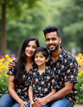 Black Tropical Floral Shirts for Family Vacation and Photoshoots