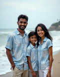 Iceblue Tropical Floral Shirts for Family Vacation and Photoshoots