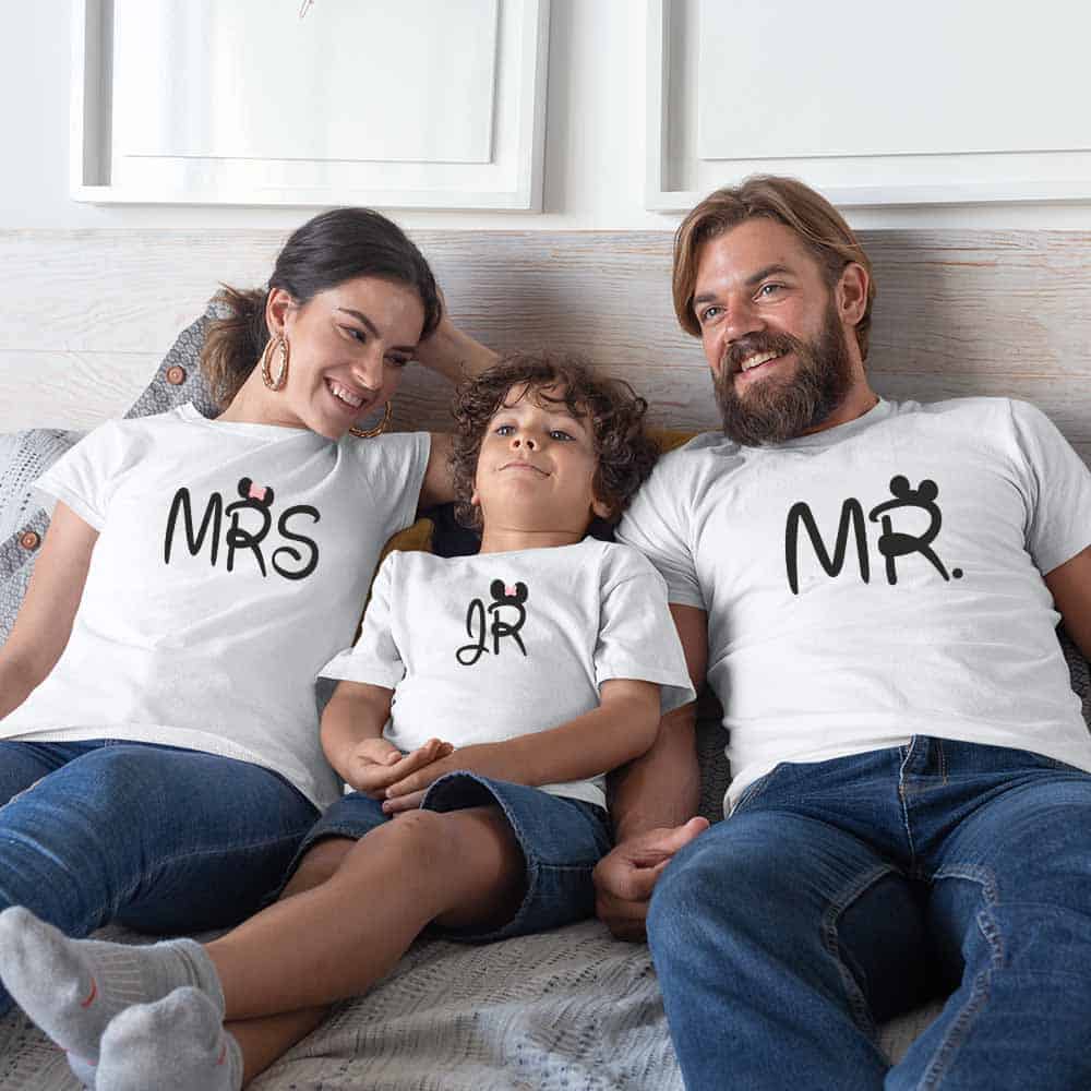 Mr Mrs Jr Matching Family T-Shirts Set of 3 for Son, Mom and Dad