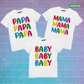 Papa Mama Baby Matching Family T-Shirts Set of 3 for Son, Dad, Mom, and Daughter