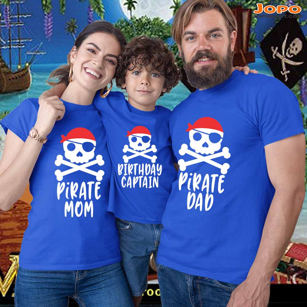 Pirate Theme Matching Family Party T-Shirts Set of 3
