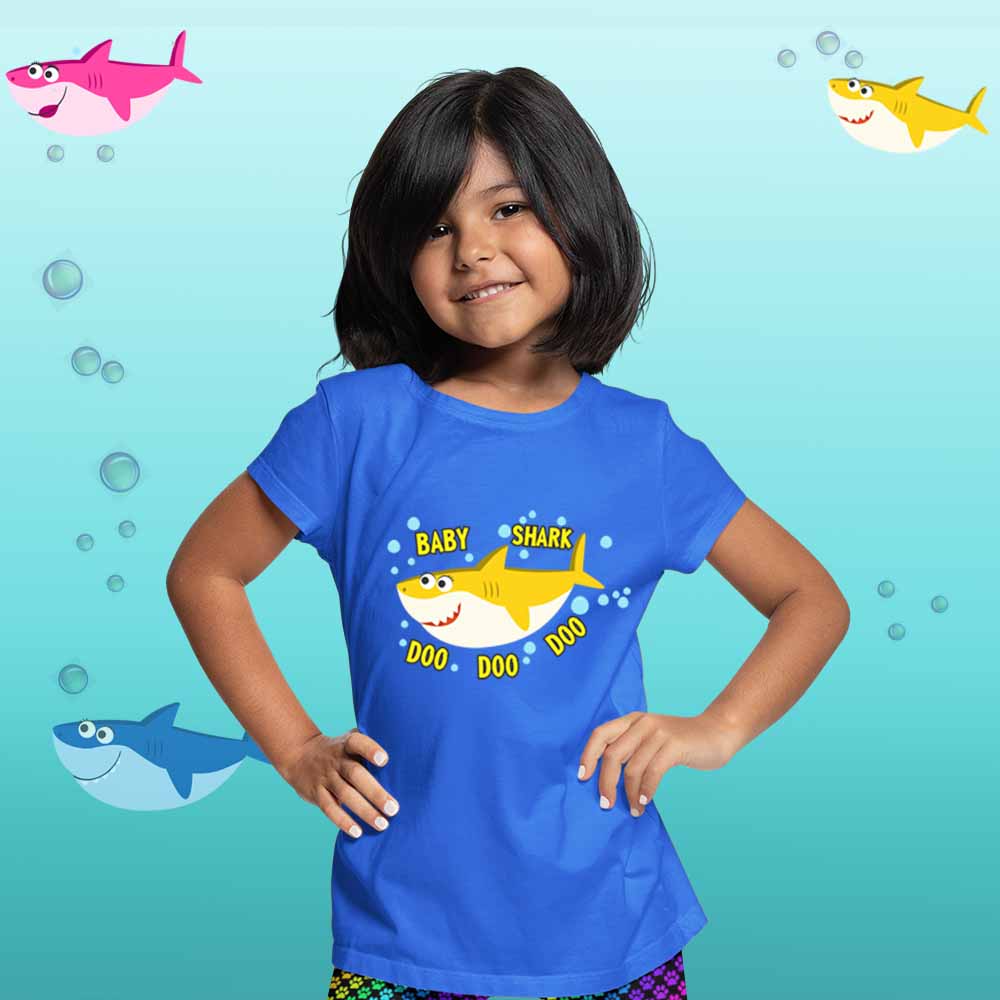 Baby Shark Theme Matching Family T-Shirts Set of 3, 4, 5 for Mom, Dad, Son & Daughter