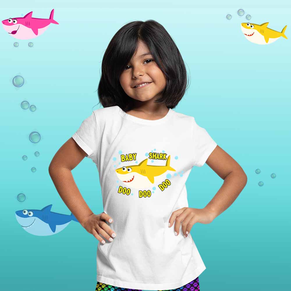 Baby Shark Theme Matching Family T-Shirts Set of 3, 4, 5 for Mom, Dad, Son & Daughter