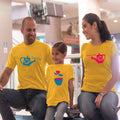 Mom-Dad-Baby-Love Shower Nurturing Matching Family T-Shirts Set of 3 for Dad, Mom and Daughter