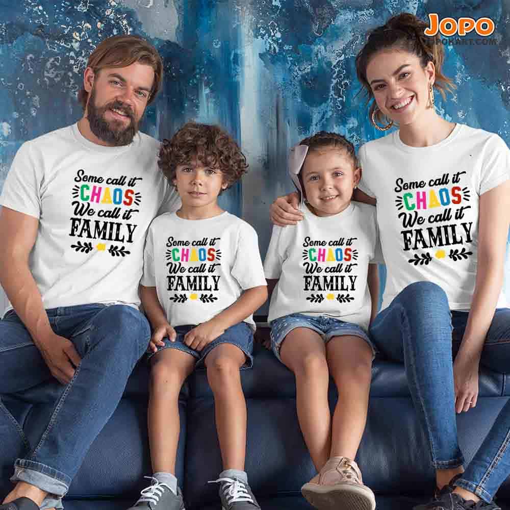 Some Call It Chaos We Call It Family T-Shirts Set of 3 & 4 for Dad, Mom, Son & Daughter