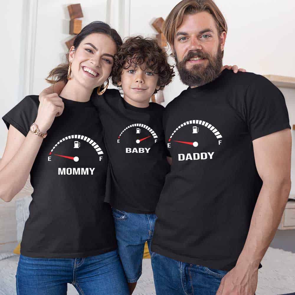 Funny Speedometer Matching Family T-Shirts Set of 3 & 4 for Dad, Mom, Son & Daughter