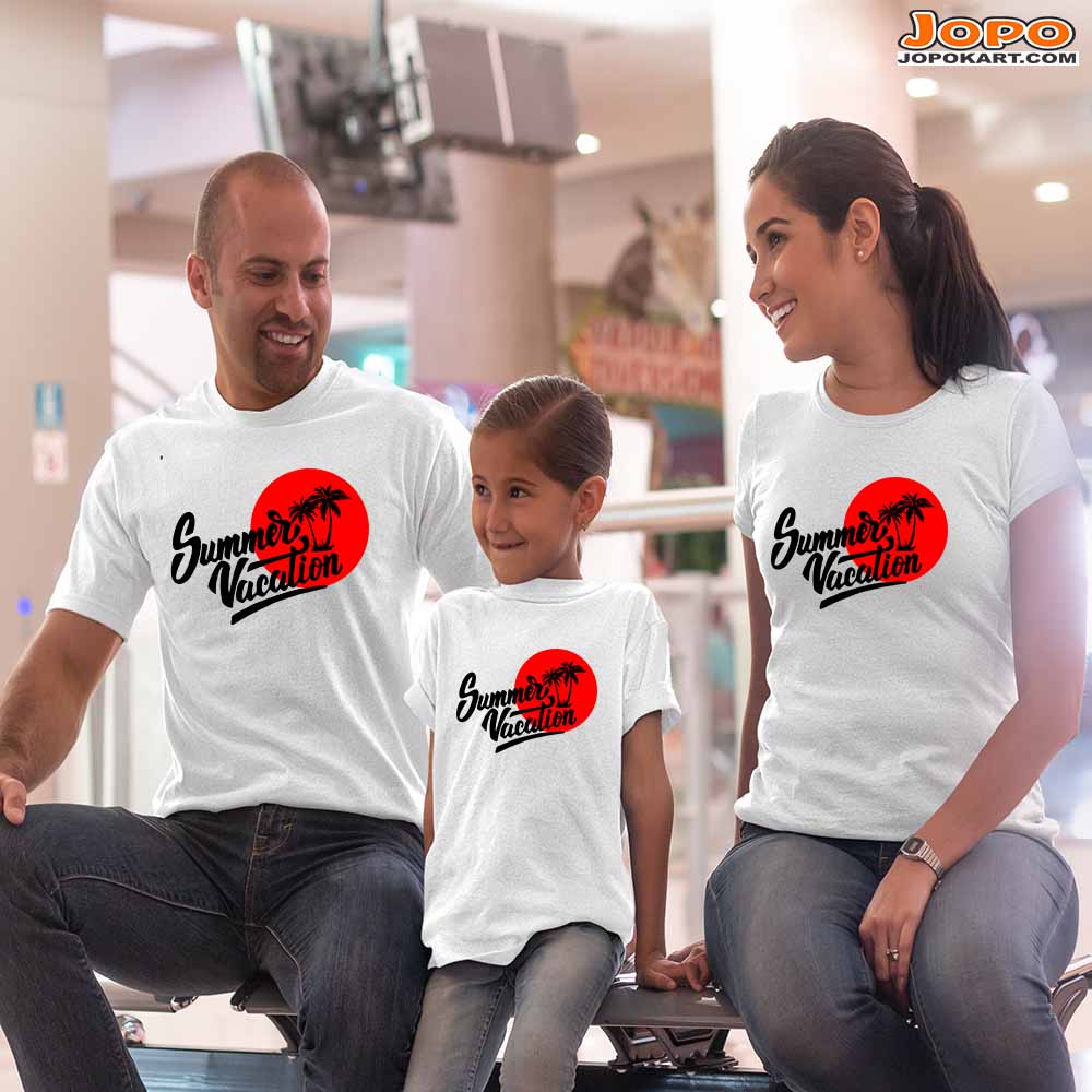 Summer Vacation Matching Family T-Shirts Set of 3 and 4 for Dad, Son, Mom, Daughter