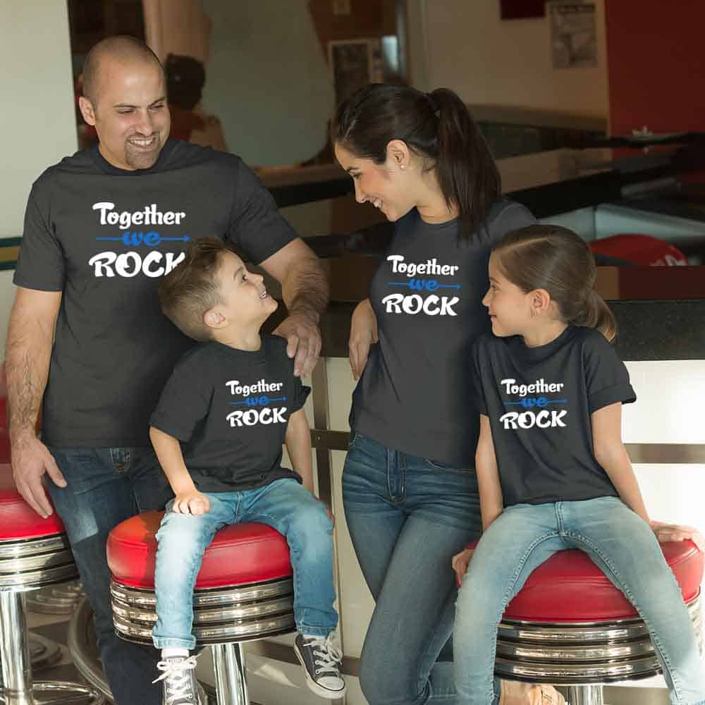 Together We Rock Matching Family T-Shirts Set of 3 and 4 for Mom, Dad, Son & Daughter