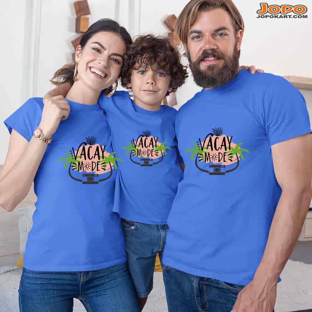 Vacay Mode Matching Family T-Shirts Set of 3 & 4 for Son, Dad, Mom, & Daughter