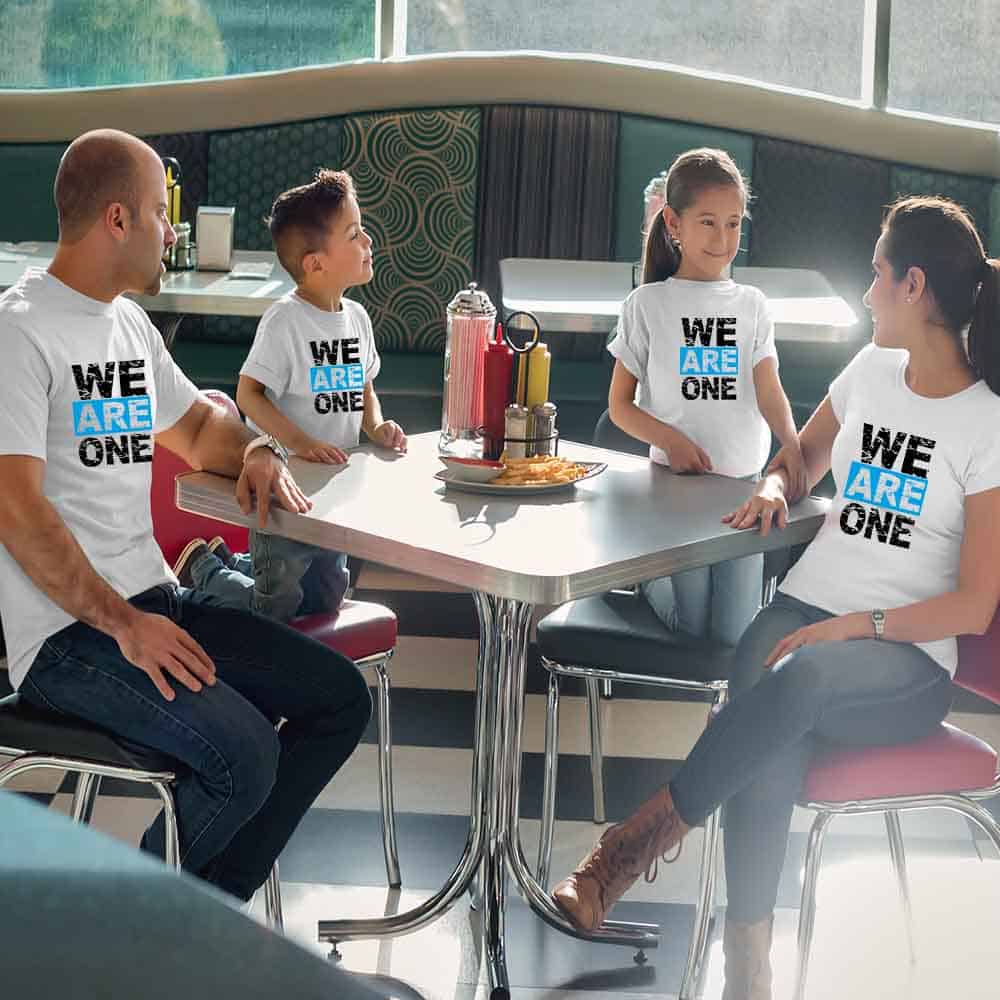 We are One Family T-Shirts Set of 3 & 4 for Mom, Dad, Son, & Daughter